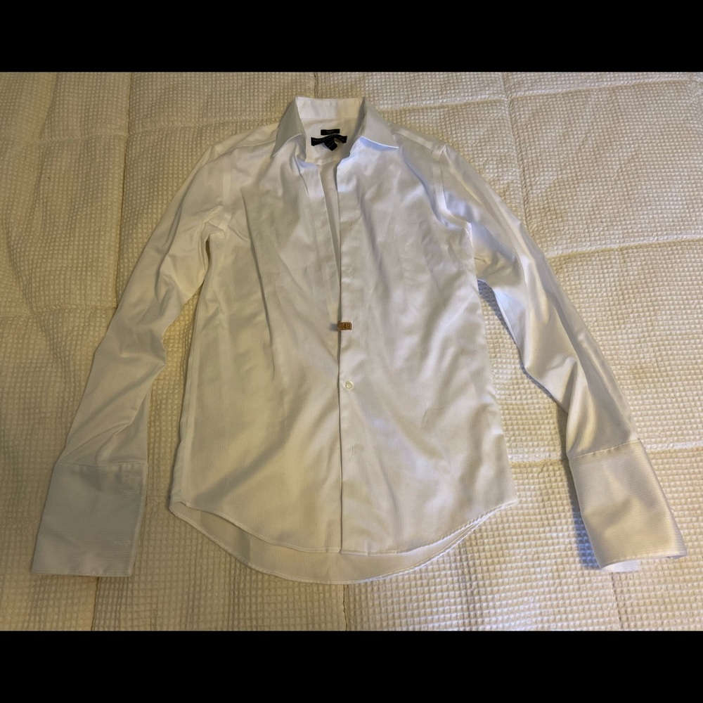 Pronto Uomo White Slim Fit French Cuff Tuxedo Shirt
